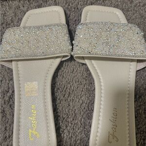 Women's White Embellished Sandals